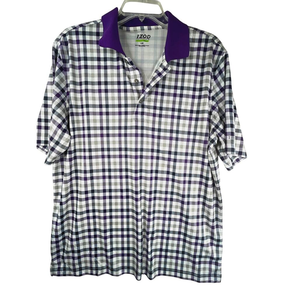 Izod Performance Golf men's polo shirt in purple/gray/black, size L, EUC